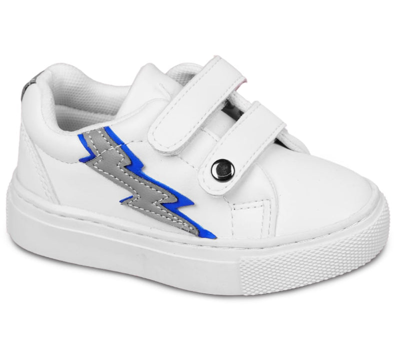 Boys Sneakers -  White Silver Blue