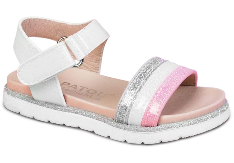 Girls Sandals - White Silver Pink