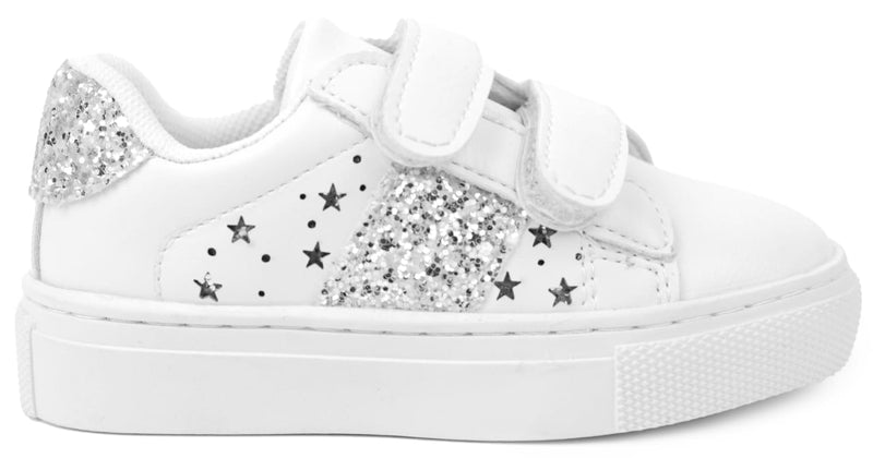 Girls Sneakers - White Silver