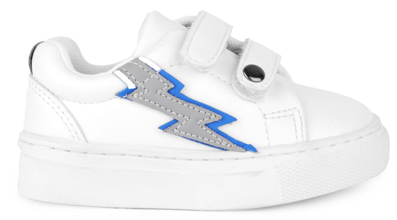 Boys Sneakers -  White Silver Blue