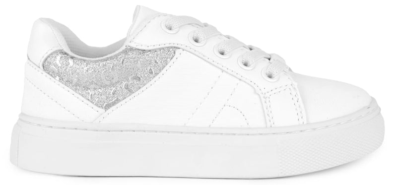 Girls Sneakers - White Silver