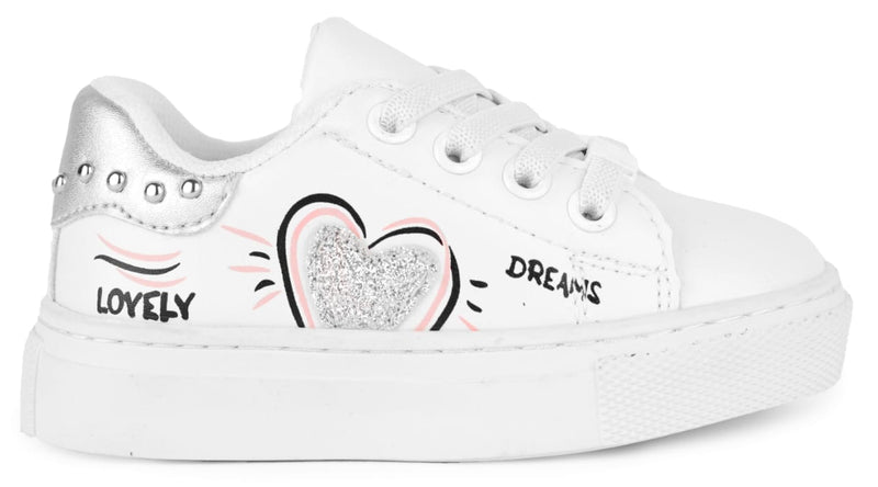 Girls Sneakers - White Silver